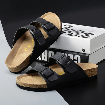 Sandales d'été en cuir pour hommes avec semelle antidérapante – Chaussures décontractées pour la plage et les promenades