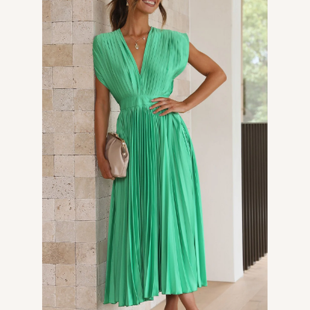 Robe longue pour femme à manches courtes en tissu léger – Élégante et confortable pour l'été et les soirées