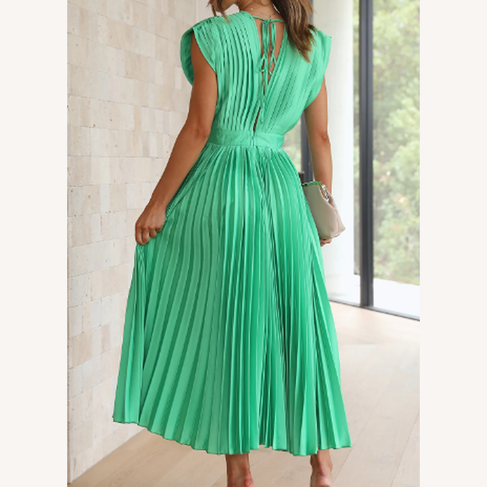 Robe longue pour femme à manches courtes en tissu léger – Élégante et confortable pour l'été et les soirées