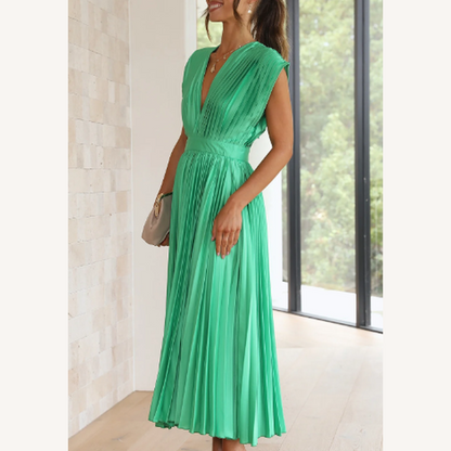 Robe longue pour femme à manches courtes en tissu léger – Élégante et confortable pour l'été et les soirées