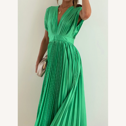 Robe longue pour femme à manches courtes en tissu léger – Élégante et confortable pour l'été et les soirées