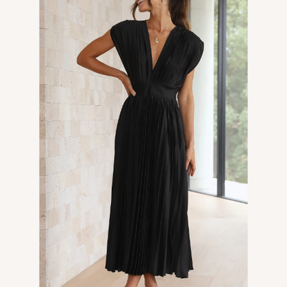 Robe longue pour femme à manches courtes en tissu léger – Élégante et confortable pour l'été et les soirées