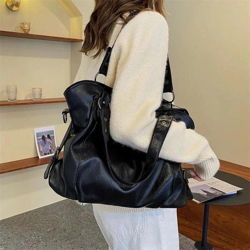 Elegant Vegan Leather Women's Handbag with Adjustable Shoulder Strap – 5 Colors Available, 40x28x11 cm