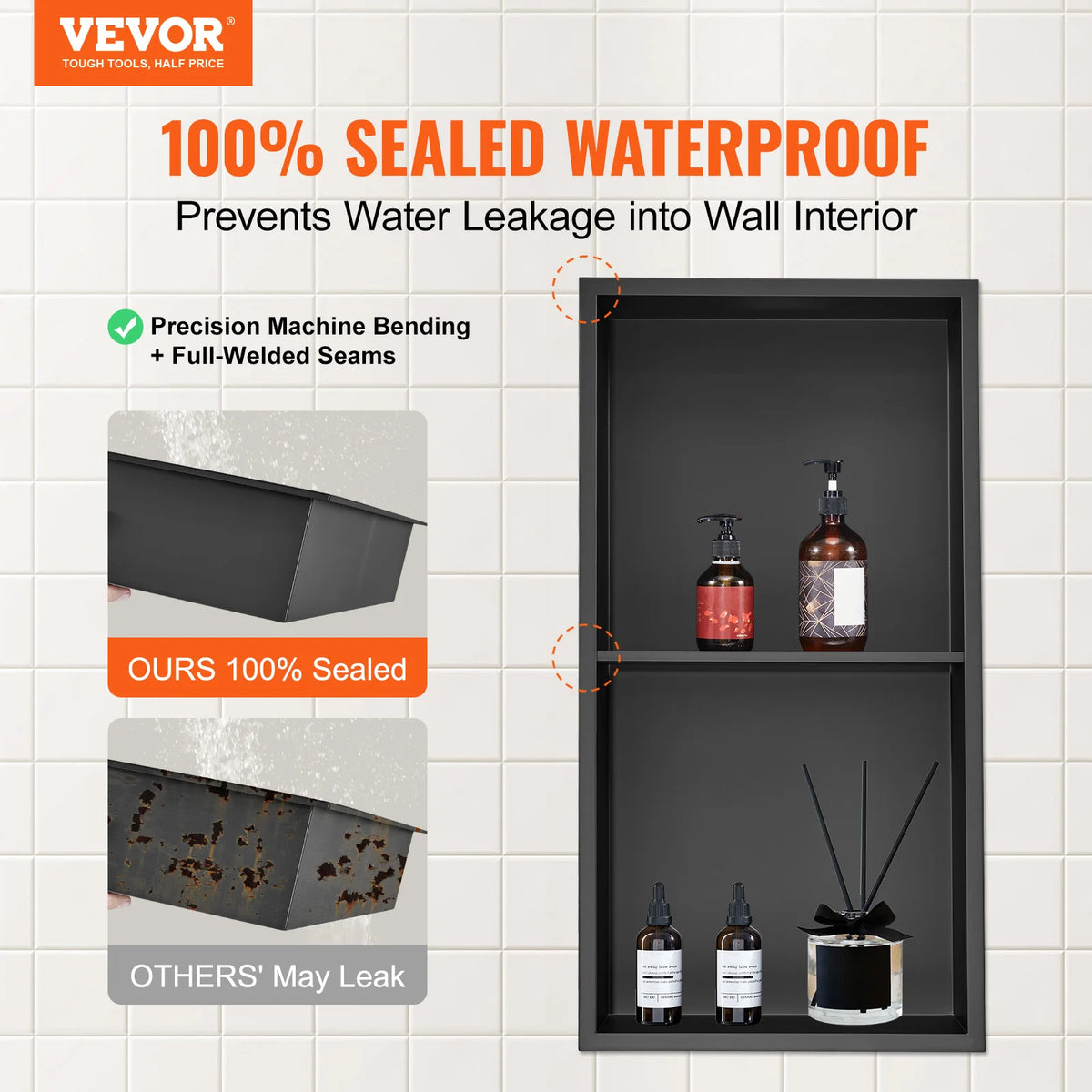 Sensa Shower Niche | 304 Stainless Steel, Waterproof Recessed Shelf