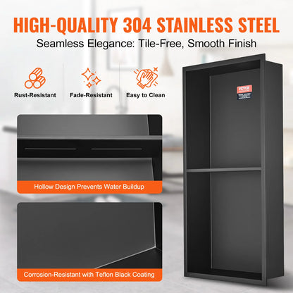 Sensa Shower Niche | 304 Stainless Steel, Waterproof Recessed Shelf