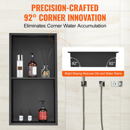 Sensa Shower Niche | 304 Stainless Steel, Waterproof Recessed Shelf