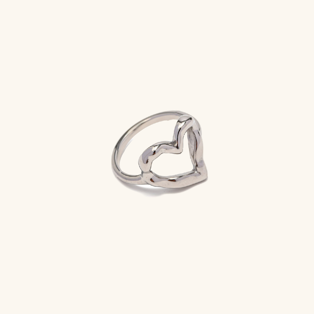 Bague Cœur pour Femme Or 18 Carats Taille Unique Acier Inoxydable