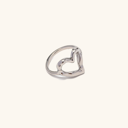 Bague Cœur pour Femme Or 18 Carats Taille Unique Acier Inoxydable