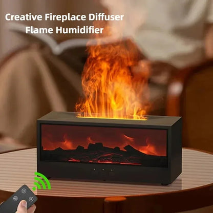 Humidificateur d'aromathérapie à flamme 3D simulée avec télécommande et éclairage d'ambiance coloré