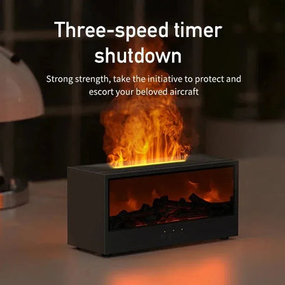 Humidificateur d'aromathérapie à flamme 3D simulée avec télécommande et éclairage d'ambiance coloré