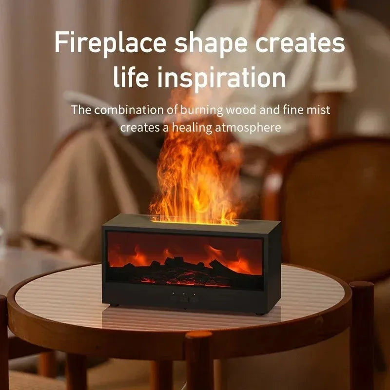 Humidificateur d'aromathérapie à flamme 3D simulée avec télécommande et éclairage d'ambiance coloré