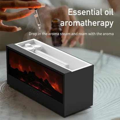 Humidificateur d'aromathérapie à flamme 3D simulée avec télécommande et éclairage d'ambiance coloré
