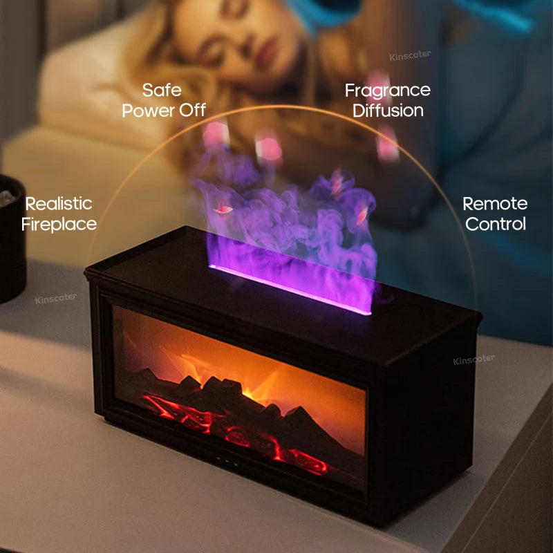 Simulated Fireplace Aroma Diffuser with Ultrasonic Technology – 280ml Humidifier with Remote Control
