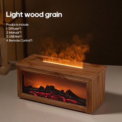 Simulated Fireplace Aroma Diffuser with Ultrasonic Technology – 280ml Humidifier with Remote Control