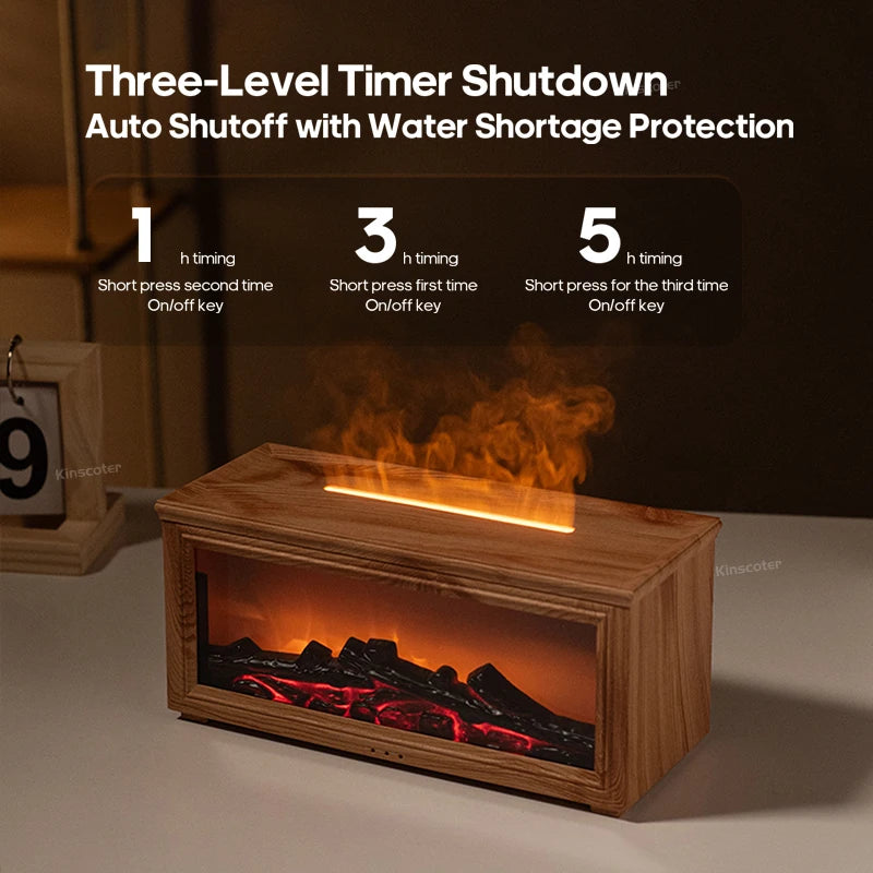 Simulated Fireplace Aroma Diffuser with Ultrasonic Technology – 280ml Humidifier with Remote Control