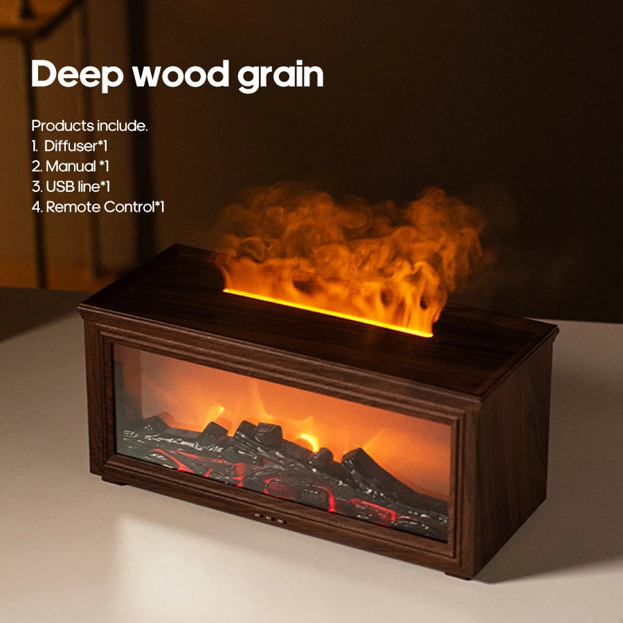 Simulated Fireplace Aroma Diffuser with Ultrasonic Technology – 280ml Humidifier with Remote Control