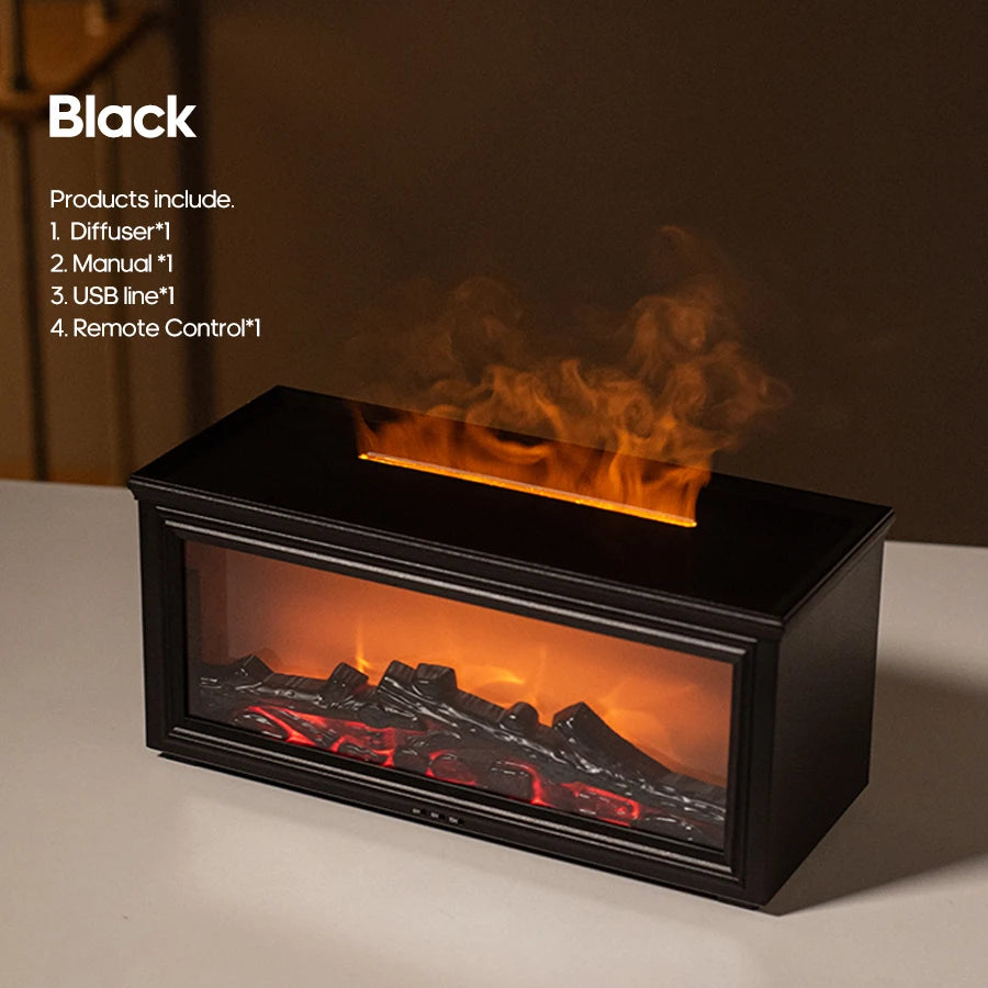 Simulated Fireplace Aroma Diffuser with Ultrasonic Technology – 280ml Humidifier with Remote Control