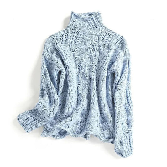 Soleil Women’s Sweater | Cable Knit, High Funnel Neck