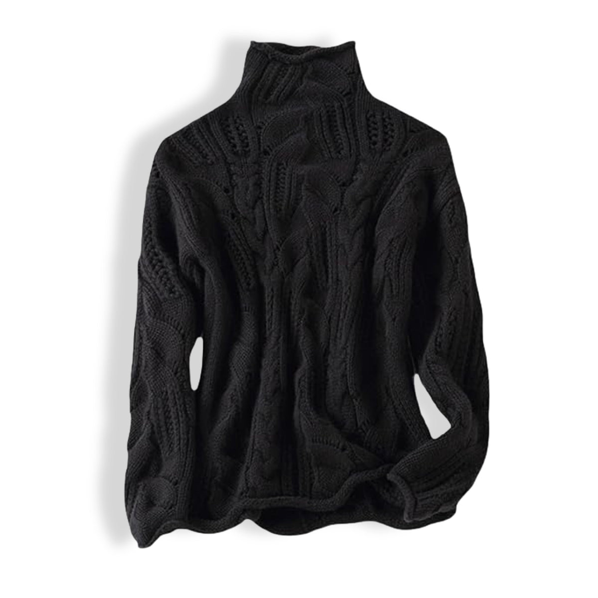 Pull pour femme Soleil | Tricot torsadé, col montant haut