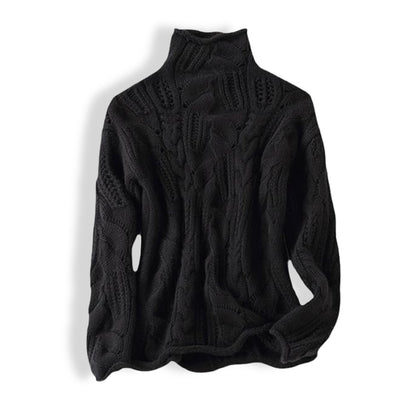Pull pour femme Soleil | Tricot torsadé, col montant haut