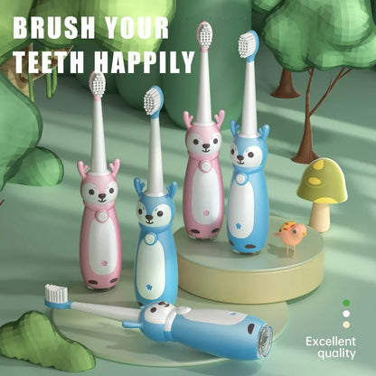 Brosse à dents électrique sonore pour enfants – Étanche IPX7, rechargeable avec trois têtes de brosse originales