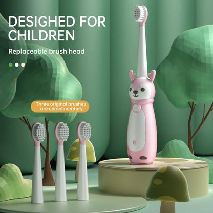 Brosse à dents électrique sonore pour enfants – Étanche IPX7, rechargeable avec trois têtes de brosse originales
