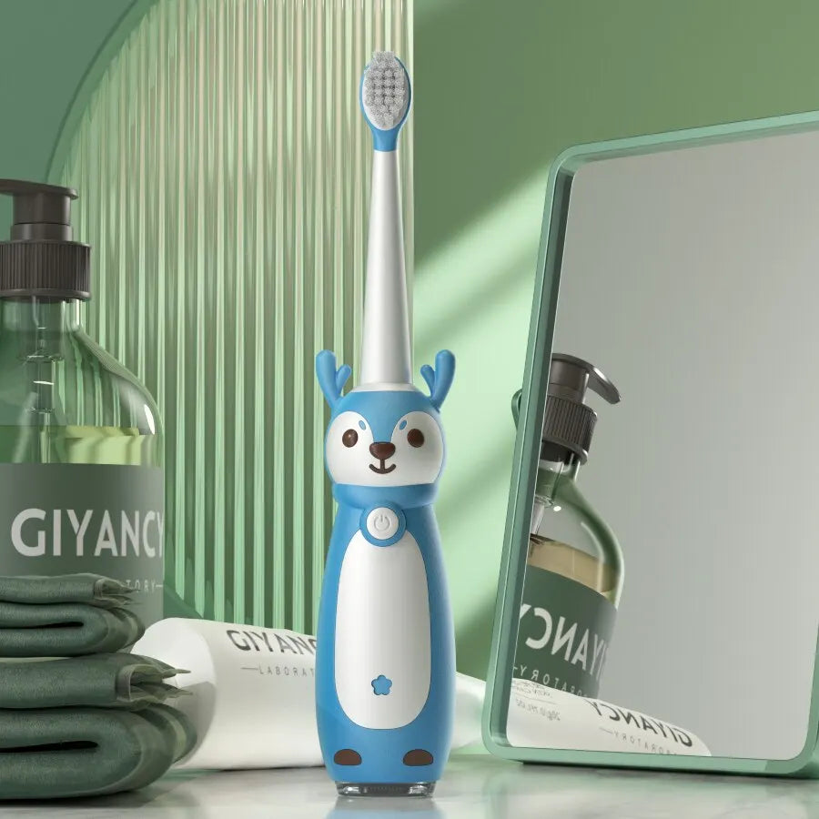 Brosse à dents électrique sonore pour enfants – Étanche IPX7, rechargeable avec trois têtes de brosse originales