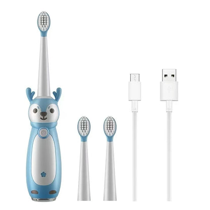 Brosse à dents électrique sonore pour enfants – Étanche IPX7, rechargeable avec trois têtes de brosse originales
