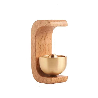 Carillon sans fil en bois rétro avec finition en laiton – Décoration élégante pour l'entrée