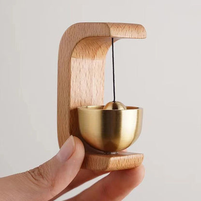 Carillon sans fil en bois rétro avec finition en laiton – Décoration élégante pour l'entrée