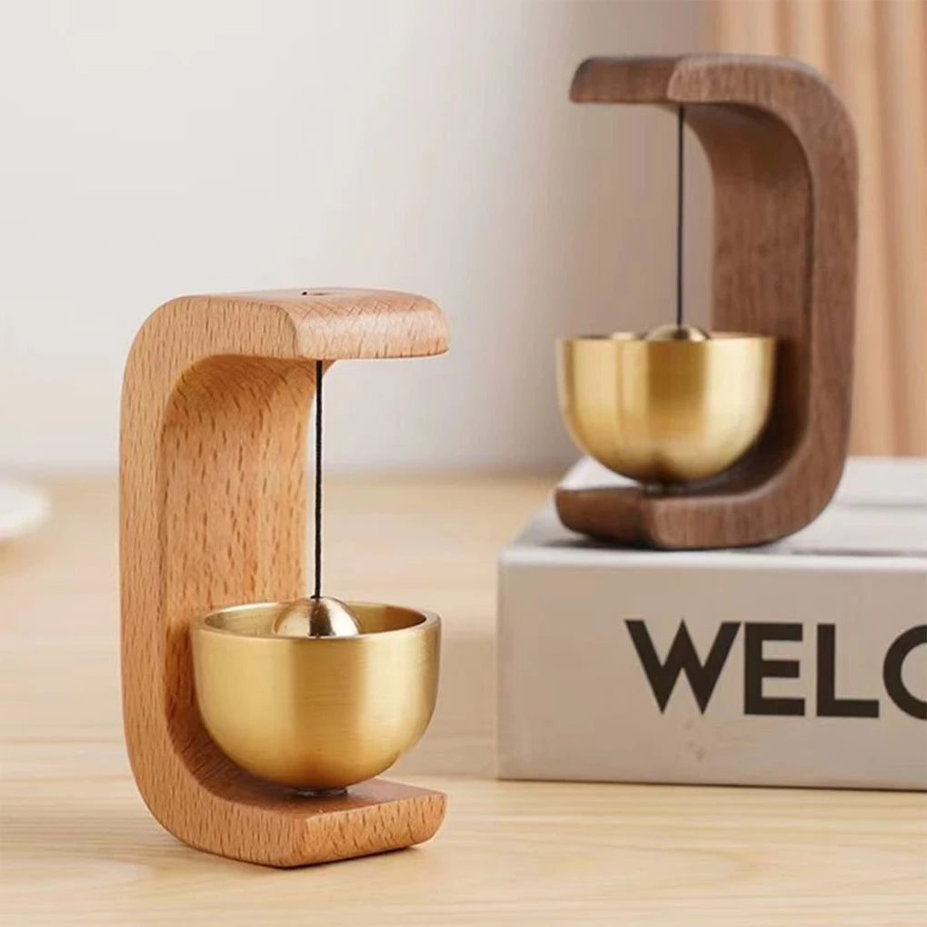 Carillon sans fil en bois rétro avec finition en laiton – Décoration élégante pour l'entrée