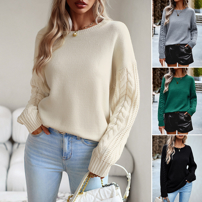 Pull douillet Sora | Col rond, mélange de laine torsadée