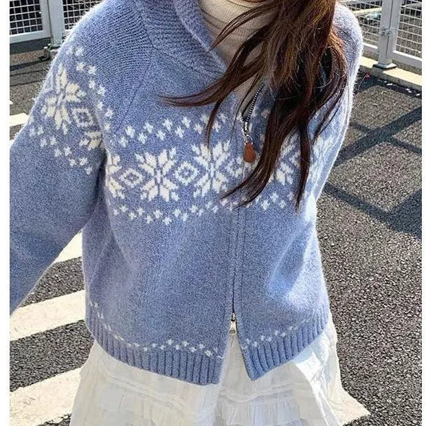 Veste en tricot Sora | Gilet douillet à fermeture éclair, motif jacquard Fair Isle