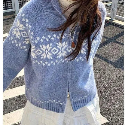 Veste en tricot Sora | Gilet douillet à fermeture éclair, motif jacquard Fair Isle