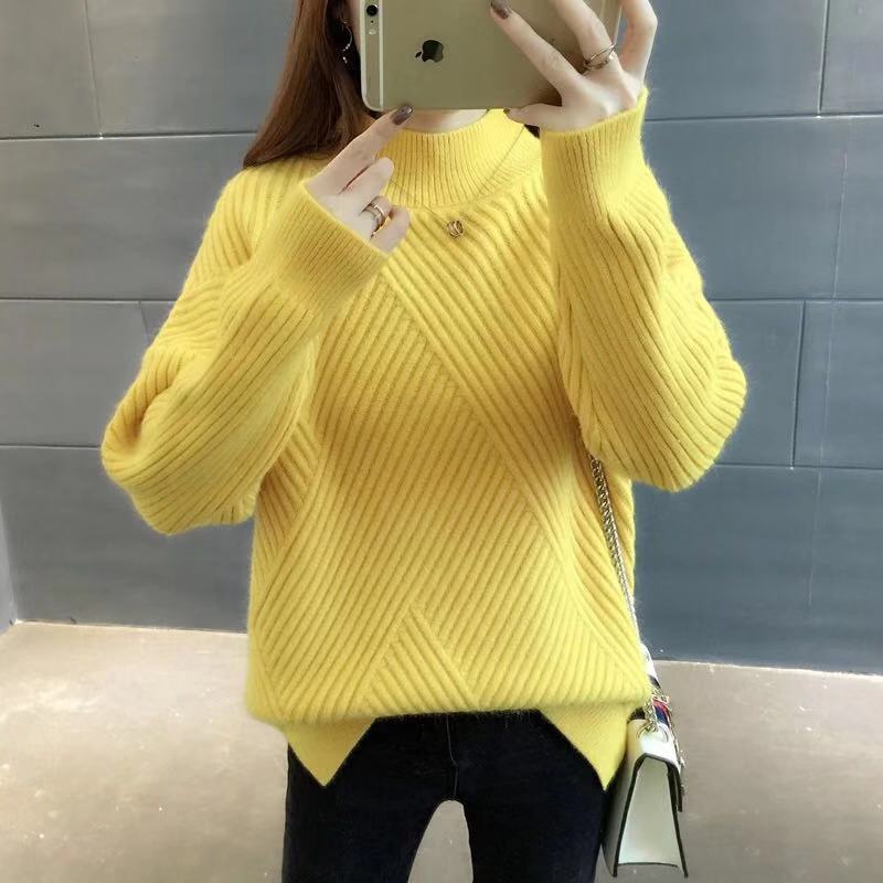 Pull pour femme Sora | Col montant mi-haut ample, tricot côtelé