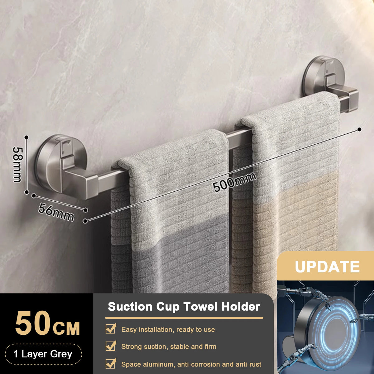 Supa Towel Rack | Wall-Mounted, No Drill