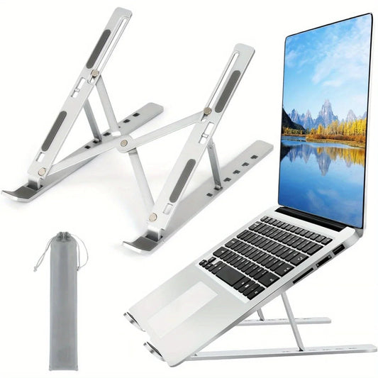 Adjustable Aluminum Laptop Stand – 6 Height Levels, Non-Slip and Optimized Ventilation