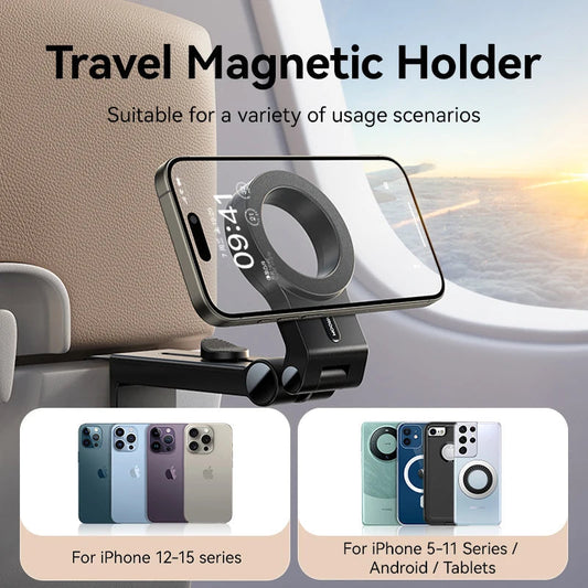 Magnetic Phone Holder for Airplane with 360° Rotation – Universal Travel Accessory
