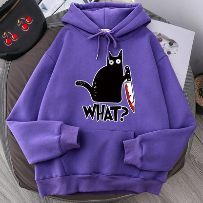 Sweat à Capuche Oversize pour Hommes avec Graphisme de Chat et Doublure en Polaire 10