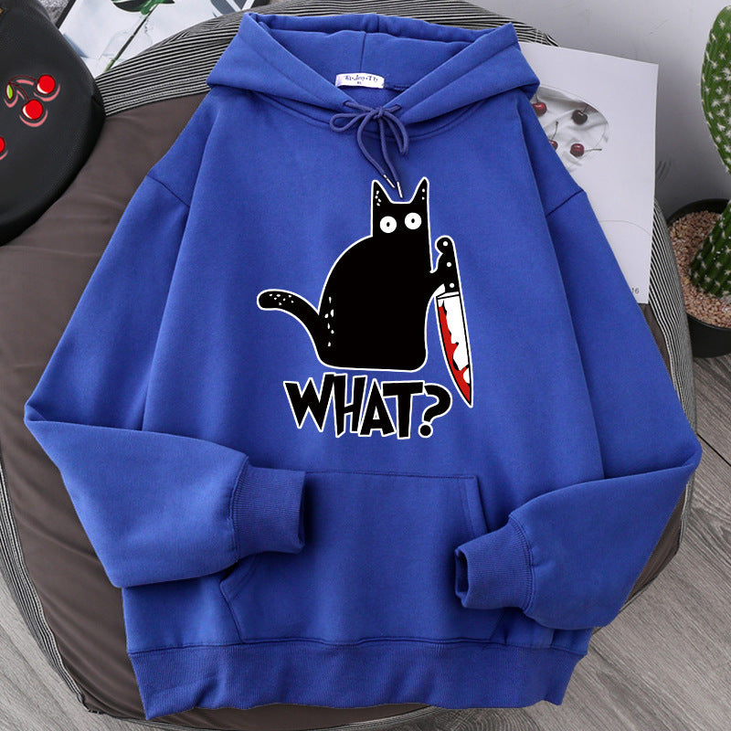 Sweat à Capuche Oversize pour Hommes avec Graphisme de Chat et Doublure en Polaire 7