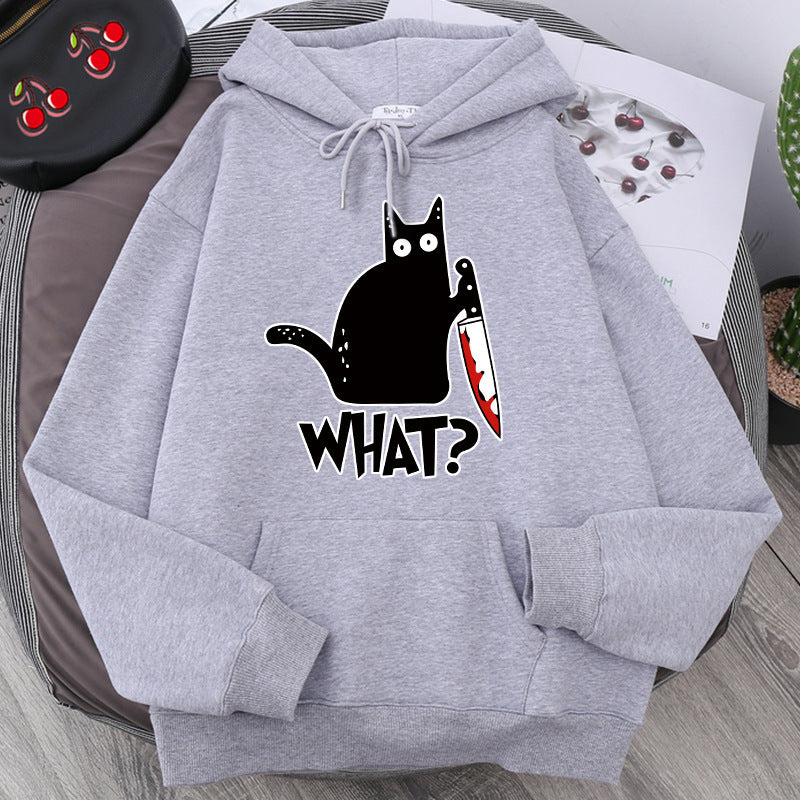 Sweat à Capuche Oversize pour Hommes avec Graphisme de Chat et Doublure en Polaire 8