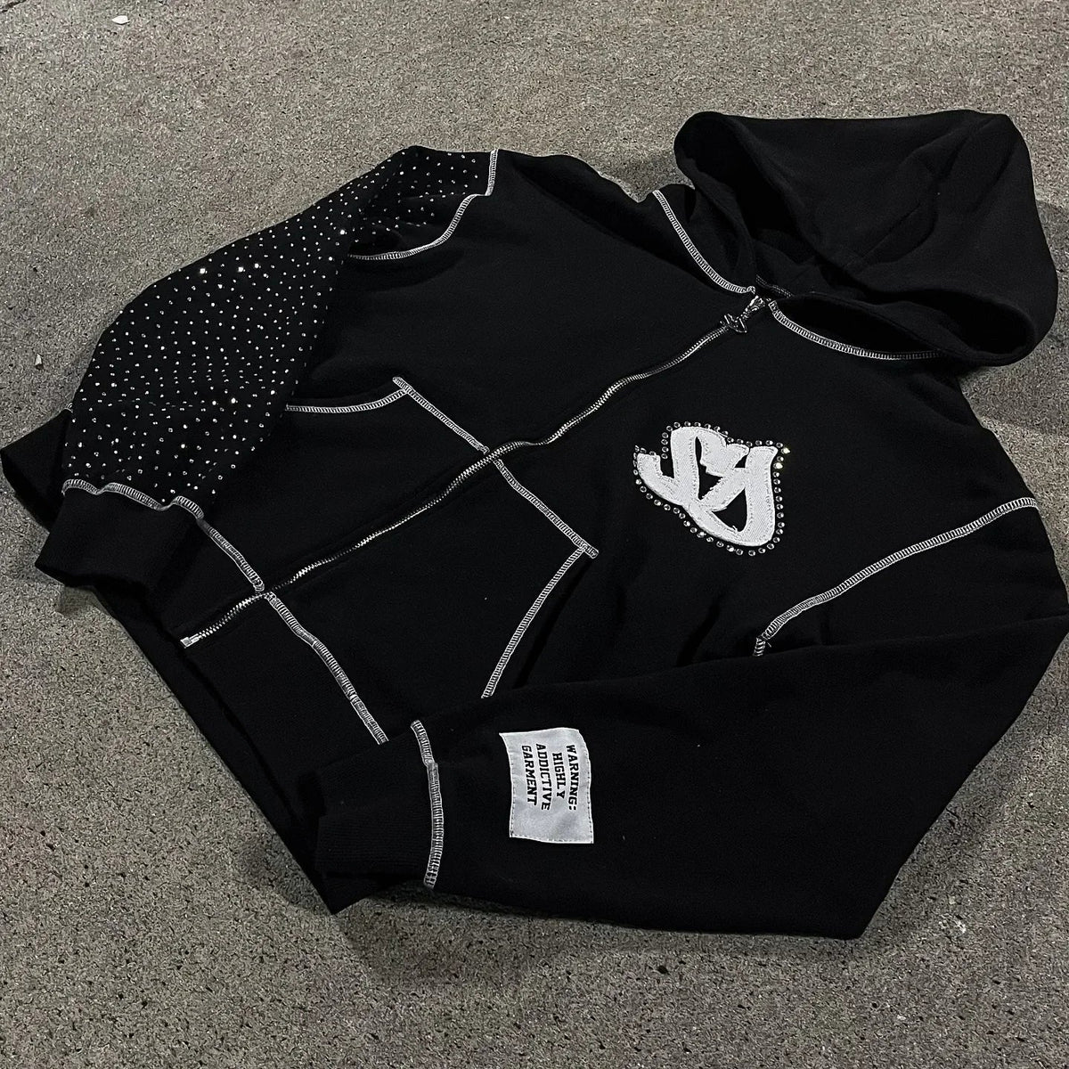 Sweatshirt Zippé Oversize en Coton avec Capuche et Détails Patchwork pour Hommes - Style Urbain 2
