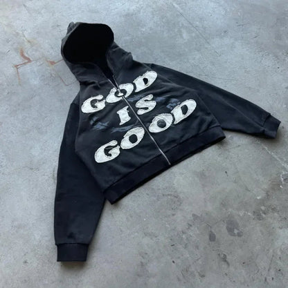 Sweatshirt Zippé Unisexe Oversize à Capuche avec Détails Patchwork - Style Streetwear 10