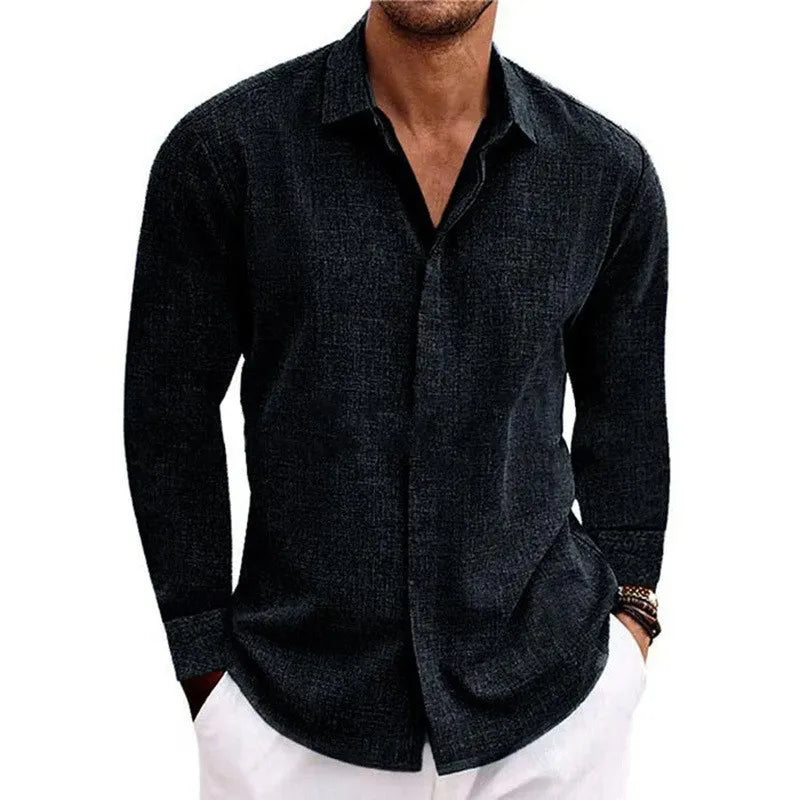 T-shirt à manches longues pour hommes – Haut ample uni pour mode grande taille