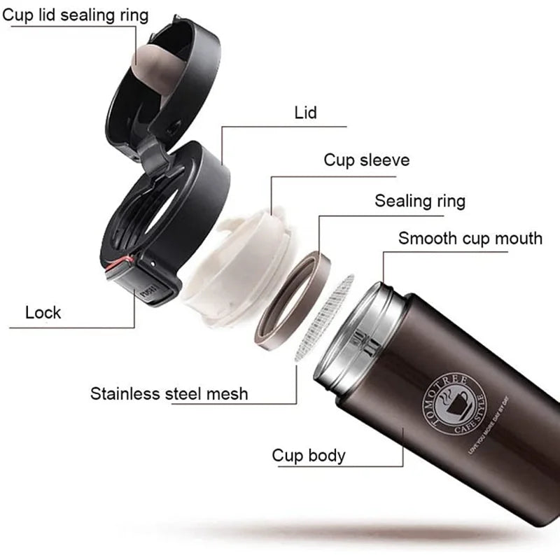 Tasse à café en acier inoxydable isolée 380 ml – Gobelet à double paroi pour thé, pour activités en plein air