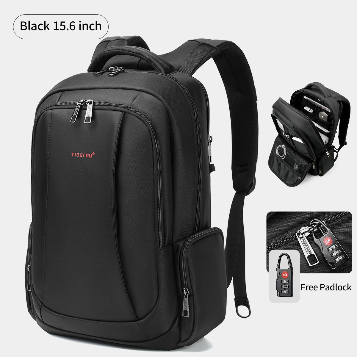 Sac à dos antivol Tigernu pour ordinateur portable de 14 à 17,3 pouces – Sac de voyage extensible avec port USB