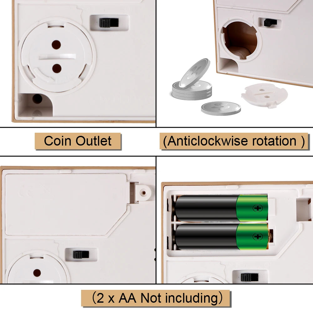 Tirelire automatique en plastique avec chat pour enfants – Boîte à pièces créative et amusante, dimensions 12x10x9 cm