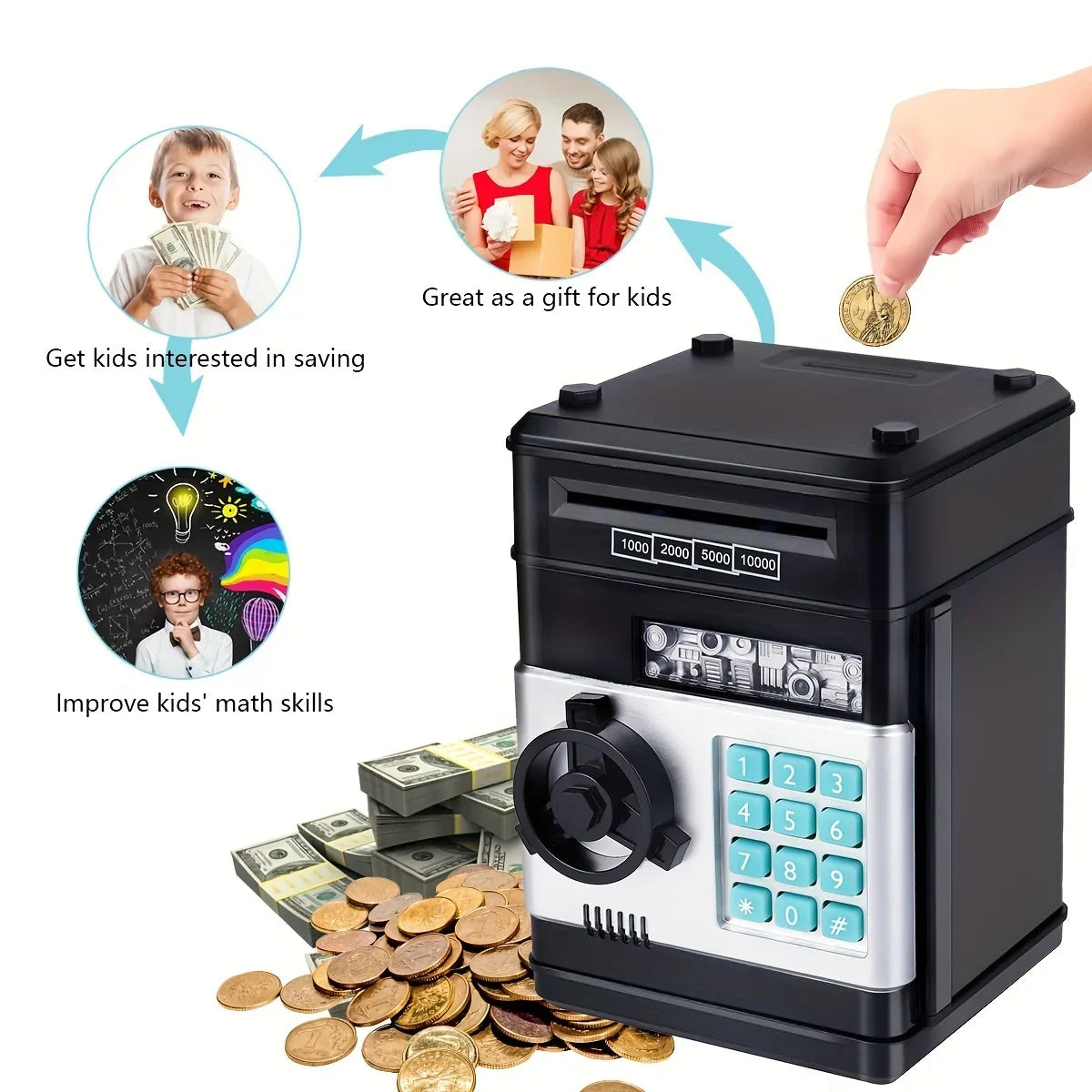 Tirelire électronique miniature avec serrure à code – Boîte à économies pour enfants