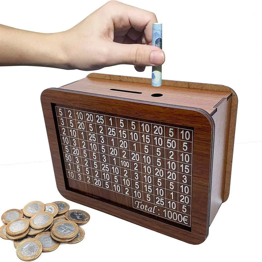 Wooden Piggy Bank for Children with Savings Goal – Colorful and Durable Design