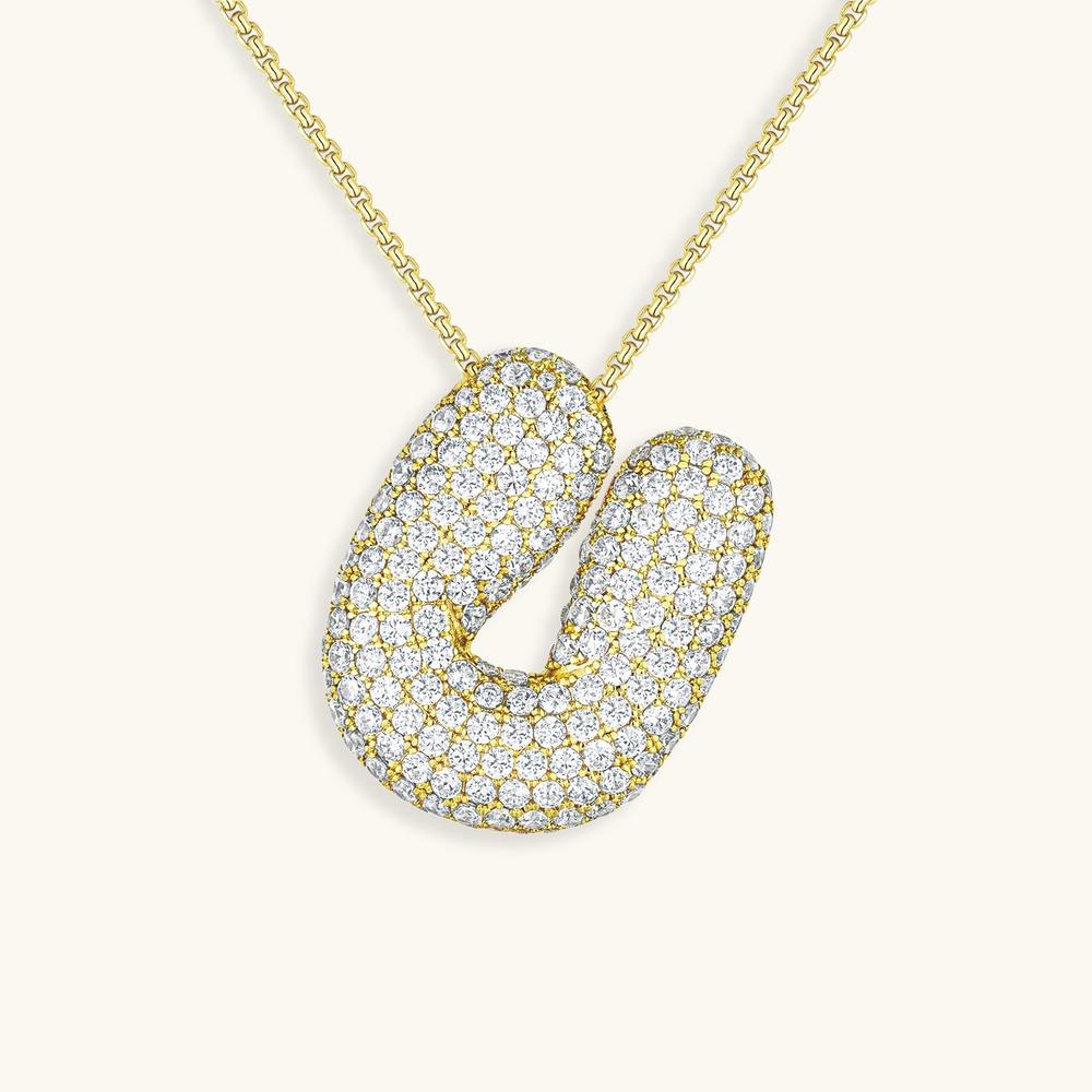 Variant image for Collier Femme Or 18 Carats avec Pendentif Initial et Diamant Simulant 18 pouces-21